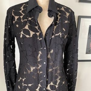 T Los Angeles black lace blouse size medium